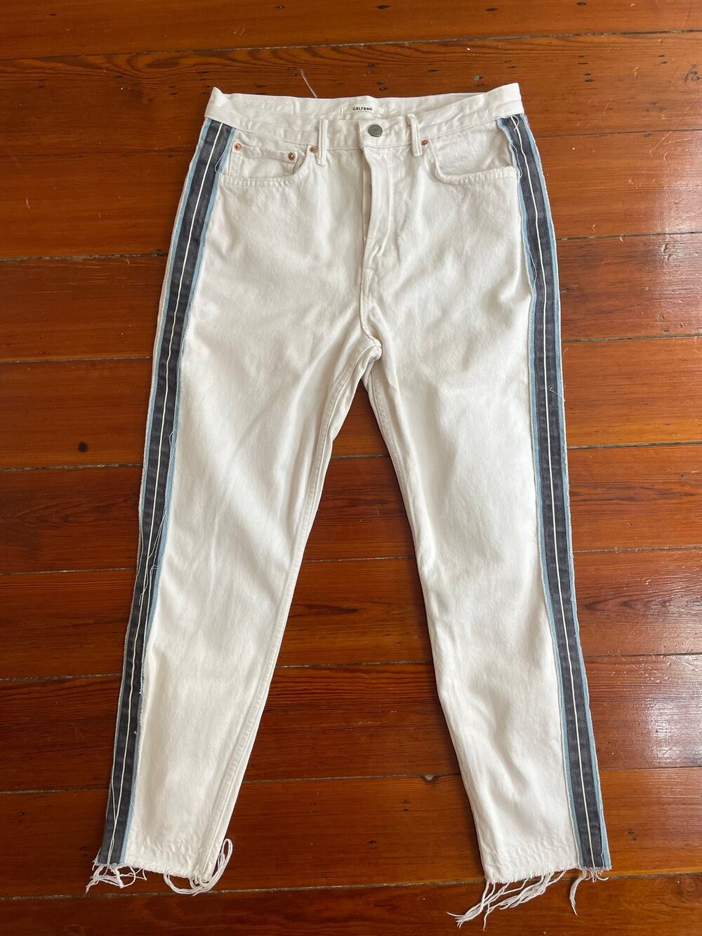 GRLFRND Karolina Jeans 29 Side Stripe High Rise Button Fly
